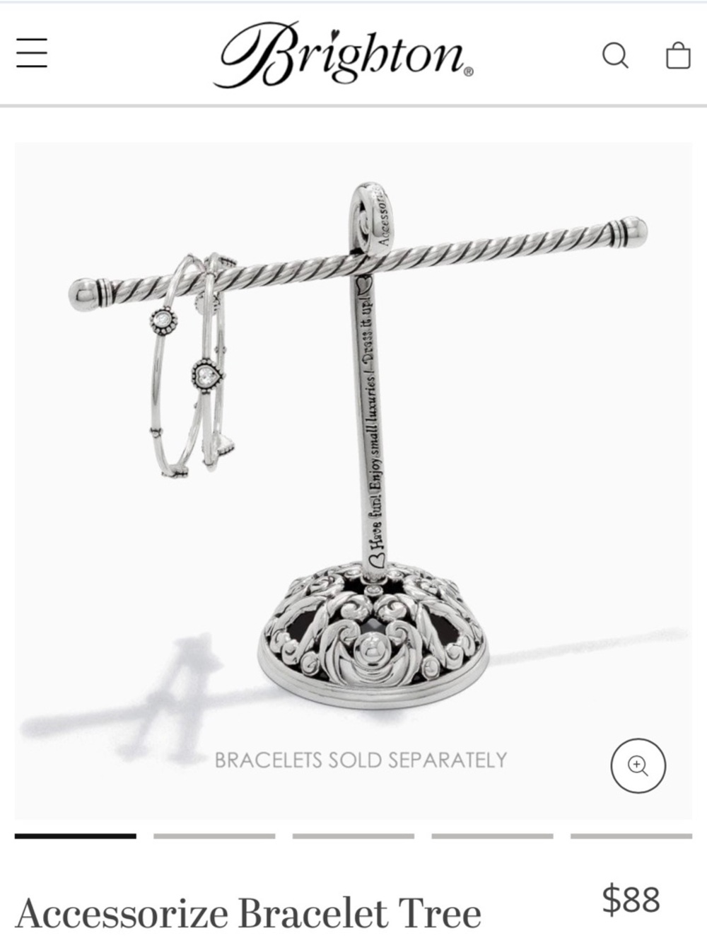 Brighton Silver Ornate Accessorize Bracelet Tree